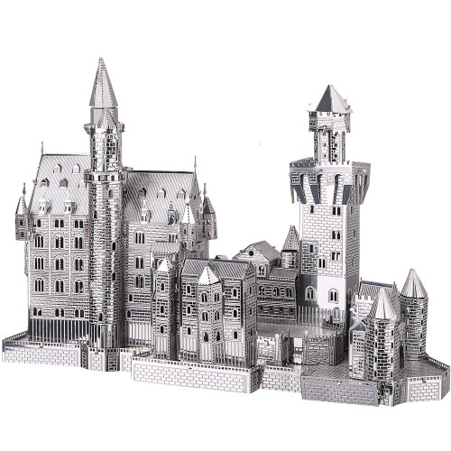 Piececool 3D Puzzles for Adults Metal Model Kits, Neuschwanstein Castle Architecture Building Kits, DIY 3D Metal Puzzle for Teen Boys Girls Students, Great Birthday Gifts, 64 Pcs
