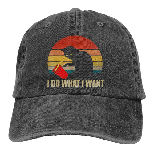I Do What I Want Cat Hats for Men Black Baseball Cap Women Vintage Adjustable Dad Hat Funny Trucker Hat Summer Washed Cotton