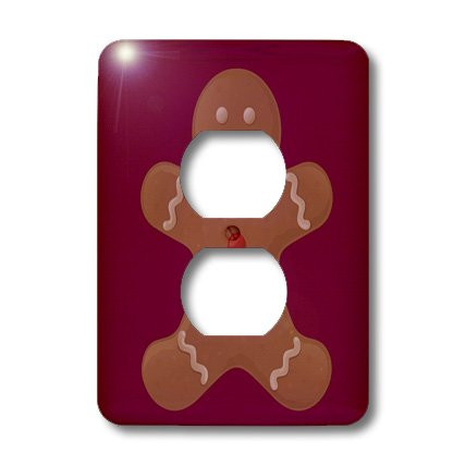 3dRose lsp_42706_6 Deep Red Gingerbread Man Cookie- Art Light Switch Cover