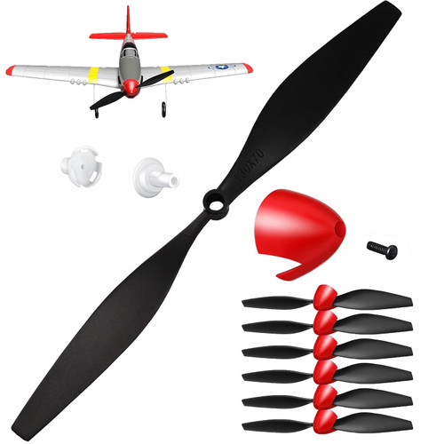 chusike 6 PCS Propellers for RC Airplane, Propellers for P51 Mustang & P40 Warhawk RC Plane, Red Nose Propellers