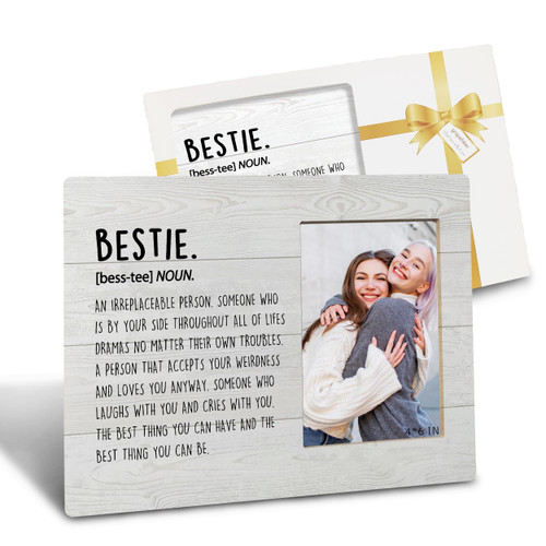 grapehiker Bestie Gifts,Friend Gifts,4x6 Friend Picture Frame,Friendship Gifts for Women Friends,Gifts for Friends Women,Best Friend,BFF Gifts for Women,Bestie Definition Picture Frames
