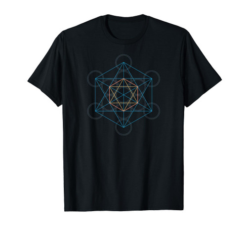 Sacred Geometry Cube of Archangel Metatron Platonic Solids. T-Shirt