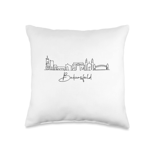 city skyline Bakersfield California City Skyline Travel Souvenir Tourist Bakersfield California Throw Pillow, 16x16, Multicolor