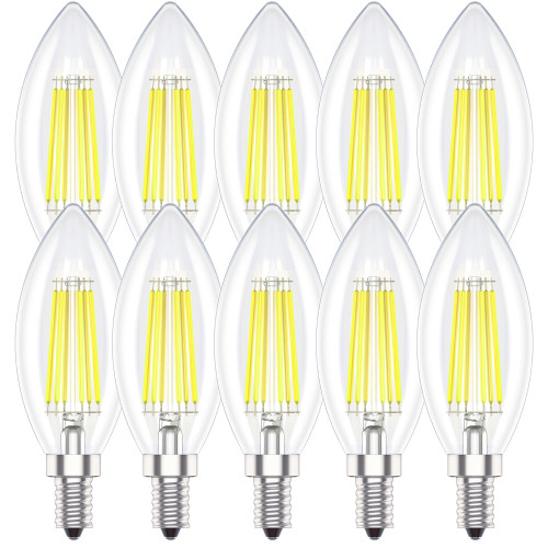 E12 Candelabra Light Bulbs 60 Watt Equivalent,E12 Led 6W Daylight White 6000K,Non-Dimmable, Pack of 10 E12 Candelabra Light Bulbs 60 Watt Equivalent,E12 Led 6W Daylight White 6000K,Non-Dimmable, Pack of 10