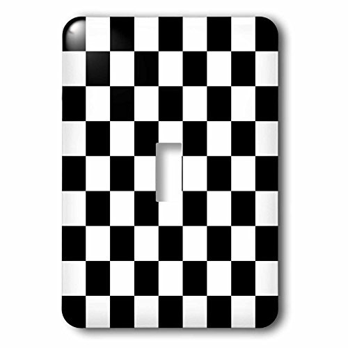 3dRose LLC lsp_154527_1 Check Black and White Pattern Checkered Checked Squares Chess Checkerboard Or Racing Car Race Flag Single Toggle Switch