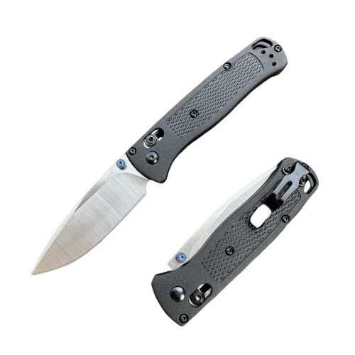 DAOFENG Manual Thumb Studs Open Lightweight Pocket Knifes Drop-Point Satin Finish Blade Glass Reinforced Nylon Grivory Handle EDC Axis Lock Folding Knife With Belt Clip (Black Handle)
