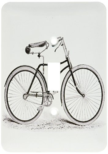 3dRose lsp_161553_1 Black and White Vintage Bicycle Pen and Ink Drawing Print Old-Fashioned Cycler Cycling Bike Light Switch Cover