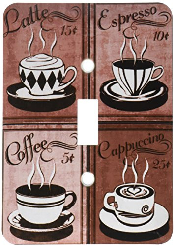3dRose lsp_163698_1 Image of Coffee Collage of Four Cups in Browns Light Switch Cover
