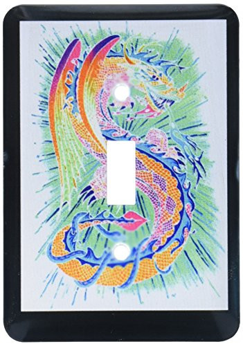3dRose lsp_171559_1 Image of Highly Textured Colorful Dragon Light Switch Cover