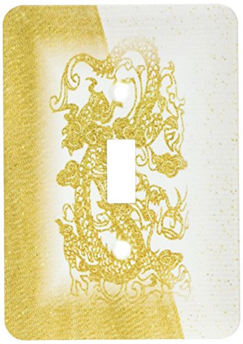 3dRose lsp_173960_1 Image of Gold Dragon on Gold and White Light Switch Cover