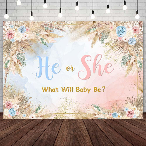AIBIIN 7x5ft He or She What Will Baby Be Gender Reveal Backdrop Boho Gender Reveal Photography Background Watercolor Pink Blue Floral Cloud Gender Reveal Party Decorations Banner Photo Booth Props AIBIIN 7x5ft He or She What Will Baby Be Gender Reveal Backdrop Boho Gender Reveal Photography Background Watercolor Pink Blue Floral Cloud Gender Reveal Party Decorations Banner Photo Booth Props