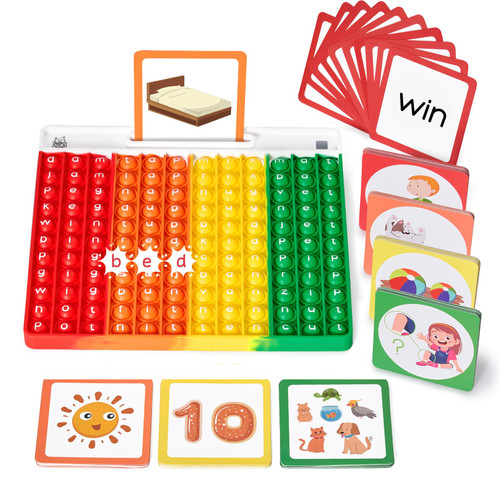 JoyCat Word Pop CVC Word Games, Short Vowel Learn to Read in Weeks,Multisensory Reading & Phonics Game Ideal for Pre Kinderarten to 1st Grade, Montessori Educational Toys with 88 CVC Cards