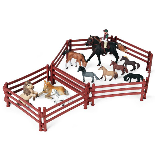 RCOMG 23PCS Horse Toys Playset with Foal, Mares, Rider and Corral Fence, Plastic Horse Figures Toy Barn Farm Animal Horse Figurines Gift for Girls Boys, Horse Party Favor Cake Topper Birthday Pinata RCOMG 23PCS Horse Toys Playset with Foal, Mares, Rider and Corral Fence, Plastic Horse Figures Toy Barn Farm Animal Horse Figurines Gift for Girls Boys, Horse Party Favor Cake Topper Birthday Pinata