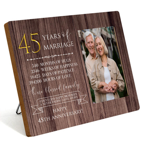 45th Anniversary Picture Frame, 45th Wedding Anniversary for Her Him Couple Husband Wife, Happy 45th Wedding Anniversary Decorations for Wall Desk Tabletop Shelf, 45 Years Wedding Gift Ideas