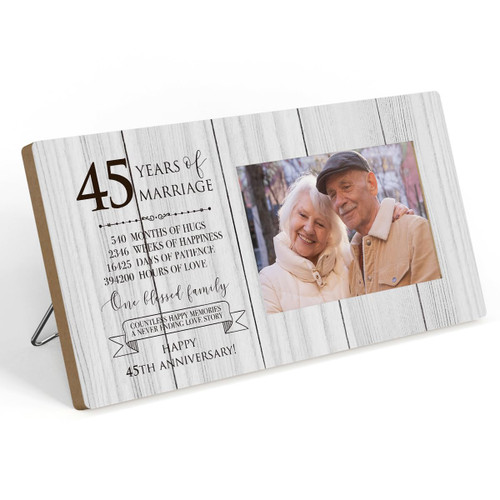 45th Anniversary Picture Frame, 45th Wedding Anniversary for Her Him Couple Husband Wife, Happy 45th Wedding Anniversary Decorations for Wall Desk Tabletop Shelf, 45 Years Wedding Gift Ideas 2