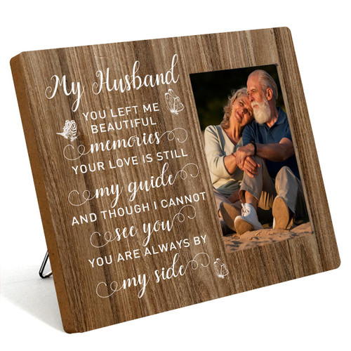 IAXIC Memorial Gifts for Loss of Husband Photo Frame Rustic Picture Frames Bereavement Gifts Memorial Gifts for Loss of Husband Condolences Gift for Loss Butterfly Decor Wooden Picture Frames