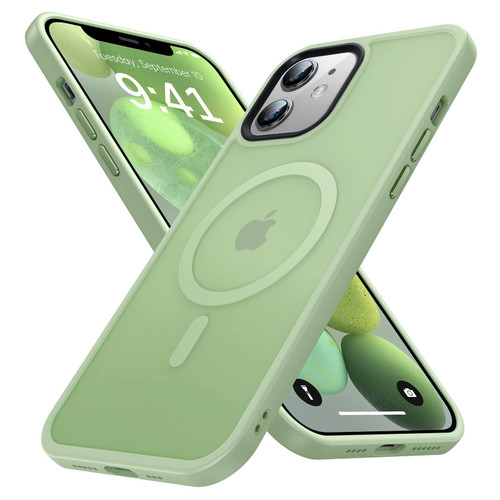 Maozis Magnetic for iPhone 12 Case/iPhone 12 Pro Case, [Compatible with Magsafe] [Military Grade Drop Protection] Protective Shockproof Translucent Slim Phone Case for iPhone 12/12 Pro, Mint Green