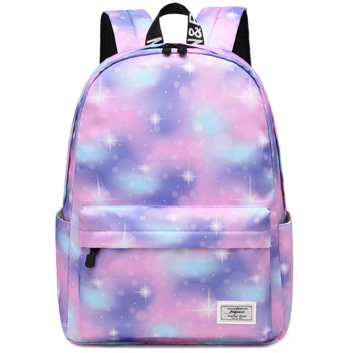 Lohol Lightweight Galaxy Backpacks for Teen Girls & Women, Water Resistance Daypack for Travel, School (Pink&Purple)