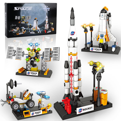 Space Exploration Shuttle Toys for Boys, STEM Aerospace Building Kit Toy with Rocket, Space Shuttle, Moon Buggy and Satellite, Best Gifts for 8-14 Year Old Boys (415 PCS)