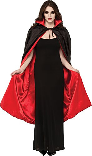 Rubie's Costume Co Women's 48" Lined Satin Cape, Black/Red, As Shown, One Size