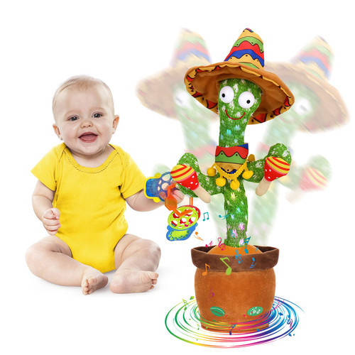 MIAODAM Talking Cactus Baby Toy, Dancing Cactus Repeats What You say for Kids with 60 English Songs Dancing Toy for Baby Gift Toddle Kid Girls Boys