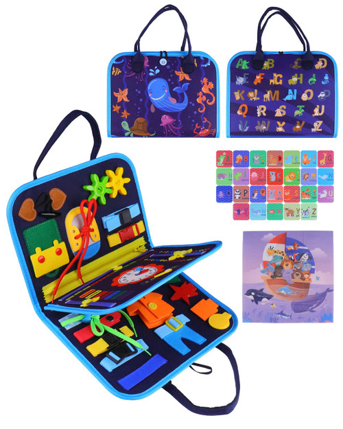 Medxin Busy Board for Toddlers 1 2 3 4 Year Old, Sensory Board for Educational Preschool Learning Fine Motor Skills, Toddler Plane Car Travel Activities Toys, Montessori Toys for Boys Girls Gifts