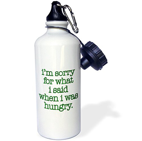 3dRose wb_171958_1 Im sorry for what I said when I was hungry, Lime Green - Sports Water Bottle, 21oz