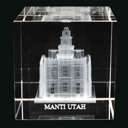 Ringmasters LDS Manti Utah Temple 50 x 50 x 80mm Crystal Cube - LDS Wedding, LDS Gifts, LDS Anniversary