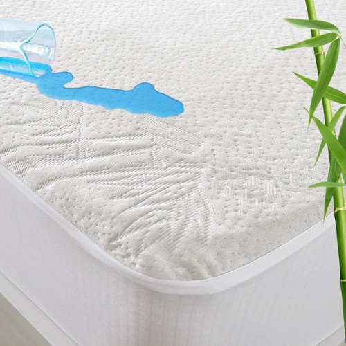 Full Size Mattress Protector Waterproof, Viscose Made from Bamboo Mattress Cover Breathable & Cooling 3D Air Fabric Full Mattress Pad, Fitted up to 14'' Depth Pocket