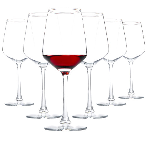 HAKEEMI Red/White Wine Glasses Set of 6, 12 oz Clear Wine Glasses with Stem, Dishwasher Safe