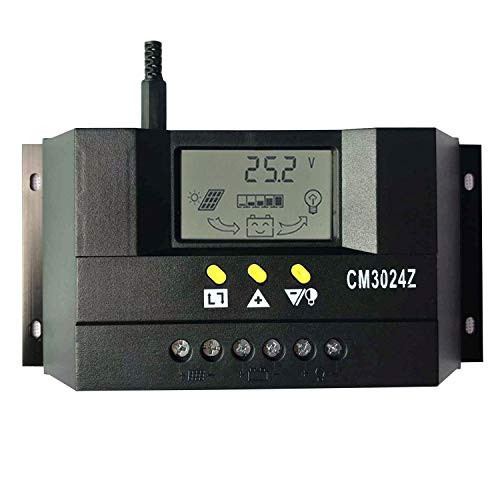 KRXNY Solar Charge Controller 30A PWM Intelligent Solar Panel Battery Regulator Adjustable Timer Control Mode Temperature Sensor LCD Display