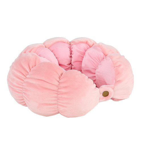 Cute Caterpillar Travel Pillow, Memory Foam Neck Pillow with Travel Bag for Airplanes, Soft Adjustable Airplane Pillow for Supporting Chin, Head and Neck While Sleeping, Pink.
