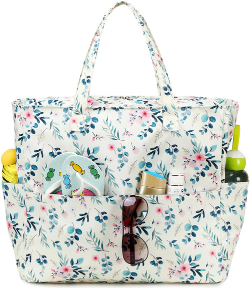 LEDAOU Beach Bag Waterproof Sandproof Women Tote Bag Pool Bag with Zipper for Gym Grocery Travel with Wet Pocket (Floral) LEDAOU Beach Bag Waterproof Sandproof Women Tote Bag Pool Bag with Zipper for Gym Grocery Travel with Wet Pocket (Floral)