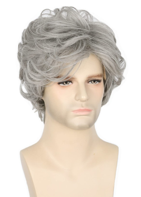 Topcosplay Men Wigs Grey Short Curly Wavy Layered Cosplay Costume Party Wig Male Wig Gray Topcosplay Men Wigs Grey Short Curly Wavy Layered Cosplay Costume Party Wig Male Wig Gray