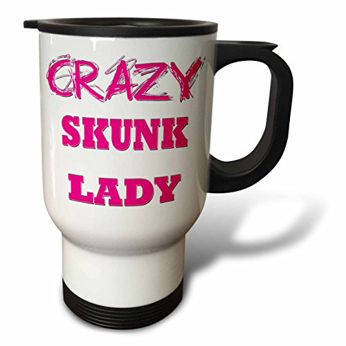 3dRose tm_175288_1" Crazy Skunk Lady" Travel Mug, 14 oz, Multicolor