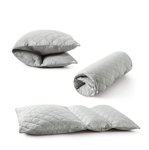UNIKOME Travel Pillow, Down Alternative Neck Pillow for Back, Stomach and Side Sleepers, Standard/Queen Size, Light Grey