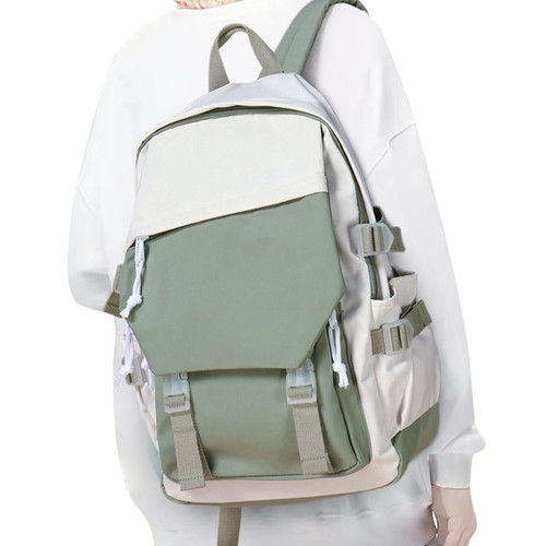coowoz School Bag Lightweight Casual Daypack College Laptop Backpack for Men Women Water Resistant Travel Rucksack for Sports High School Middle Bookbag for girls Gray Green white