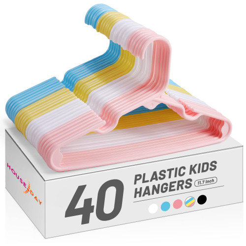 HOUSE DAY Kids Hangers 40 Pack, Premium Baby Hangers for Closet, Slim Plastic Hangers Cute Infant Hangers, Durable Kids Clothes Hanger Toddler Hangers, Childrens Hangers Baby Hangers for Nursery HOUSE DAY Kids Hangers 40 Pack, Premium Baby Hangers for Closet, Slim Plastic Hangers Cute Infant Hangers, Durable Kids Clothes Hanger Toddler Hangers, Childrens Hangers Baby Hangers for Nursery