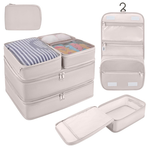 DIMJ Packing Cubes for Travel Luggage Organizer Packing Cubes for Suitcase Organizer Bags Set Foldable Luggage Cubes for Suitcases. (Cream) DIMJ Packing Cubes for Travel Luggage Organizer Packing Cubes for Suitcase Organizer Bags Set Foldable Luggage Cubes for Suitcases. (Cream)