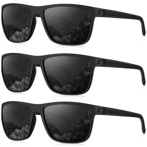 KALIYADI Polarized Sunglasses Men, Lightweight Mens Sunglasses Polarized UV Protection Driving Fishing Golf (Black/Black/Black)