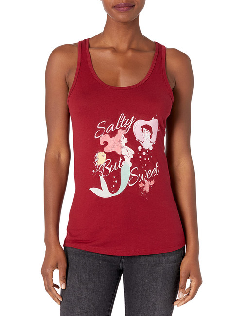 Disney Junior's Princess Salty But Sweet Slim Fit, Scoop Hem Racerback Tank, Scarlet, X-Small Disney Junior's Princess Salty But Sweet Slim Fit, Scoop Hem Racerback Tank, Scarlet, X-Small