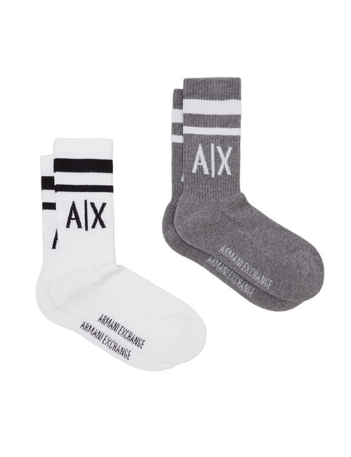 A|X ARMANI EXCHANGE mens Socks, White/Melange Grey, Large US