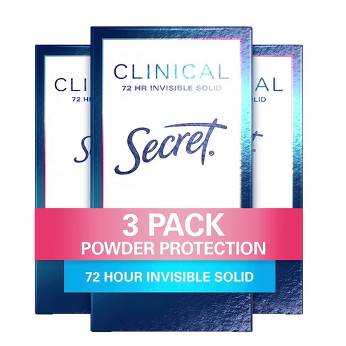 Secret Clinical Strength Invisible Solid Antiperspirant and Deodorant for Women, Protecting Powder, 1.6 oz (Pack of 3) Secret Clinical Strength Invisible Solid Antiperspirant and Deodorant for Women, Protecting Powder, 1.6 oz (Pack of 3)