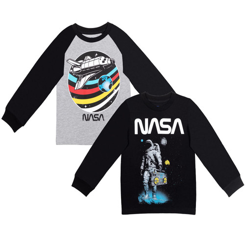 NASA Space Astronaut Little Boys 2 Pack T-Shirts Grey/Black 6