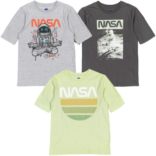H.I.S. International NASA Space Astronaut Toddler Boys 3 Pack T-Shirts Black/Gray/Green 5T