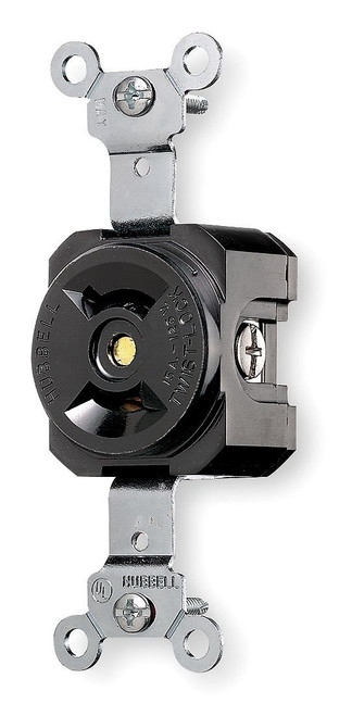 KELLEMS HBL7535 Black, Flush Receptacle, L1-15R, 15 AMP, Twist-Lock, 2-Wire, Industrial, Screw Terminal, 2-Pole, Locking Device, 125 VAC, Non GROUNDING