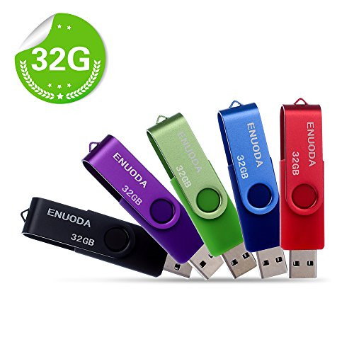 5 Pack 32GB USB 2.0 Flash Drive ENUODA Thumb Drive Memory Stick Jump Drive Zip Drives Pen Drive 5 Mixed Colors