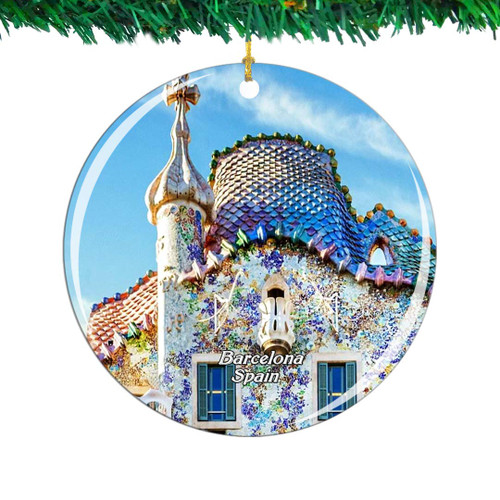 Weekino Spain Casa Batllo Barcelona Christmas Ornament City Travel Souvenir Collection Double Sided Porcelain 2.85 Inch Hanging Tree Decoration Weekino Spain Casa Batllo Barcelona Christmas Ornament City Travel Souvenir Collection Double Sided Porcelain 2.85 Inch Hanging Tree Decoration