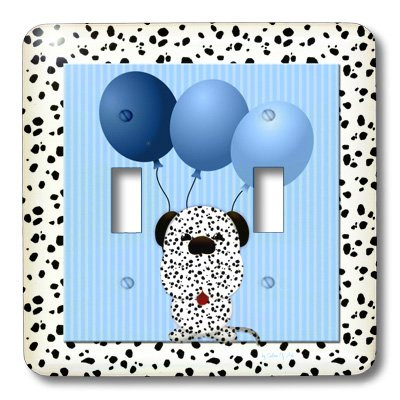 3dRose LLC lsp_21769_2 Dalmatian Print in Blue Double Toggle Switch