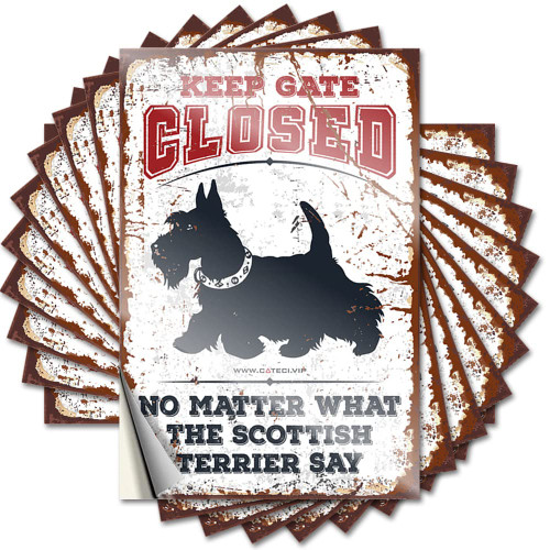 Hardhat Stickers and Decals Keep Gate Closed No Matter What The Scottish Terrier Say Funny Sticker 10 Pcs Vintage Bar Decor Man Cave Bar (Size : 8X12CM)